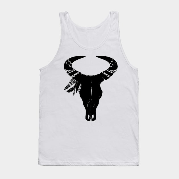 Southwest Black Bull Native American Cow Animal SkullSouthwest Black Bull Native American Cow Animal Skull Tank Top by twizzler3b